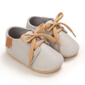 Chaussons bébé cuir garçon à lacets