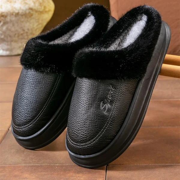 Chaussons cuir homme luxe noirs