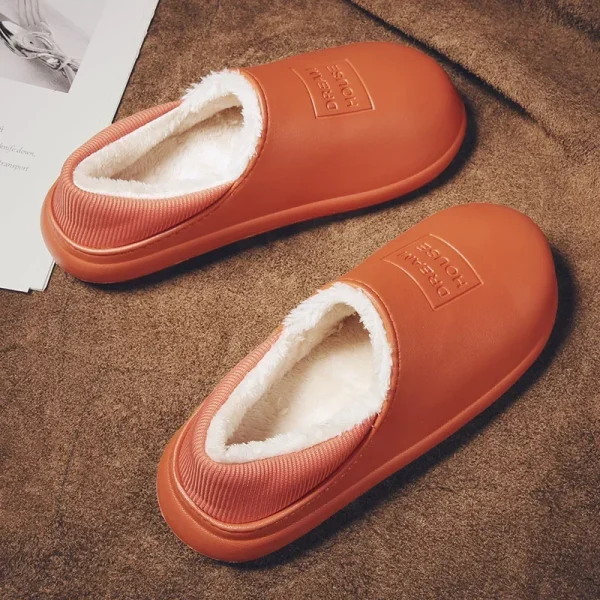 chaussons cuir modernes oranges