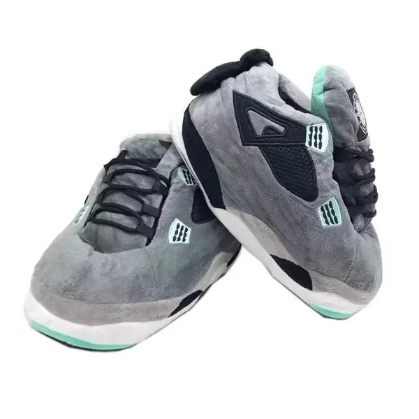 chaussons sneakers homme rigolos style basketball gris