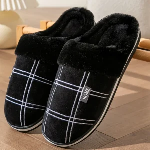 chaussons chauds homme noirs