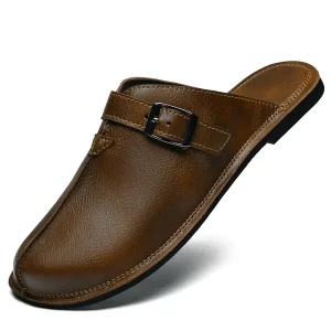 chaussons cuir homme Amsterdam marrons