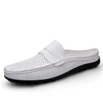 Chaussons cuir homme luxe blanc premium
