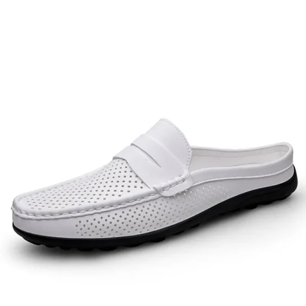 Chaussons cuir homme luxe blanc premium