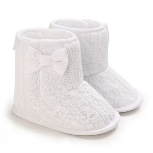chaussons bébé en laine avec nœud papillon