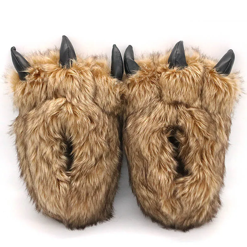 Chaussons fantaisie patte d’ours beige pour homme