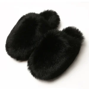 Chaussons renard en fourrure pour homme et femme