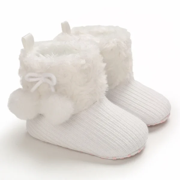 chaussons bébé laine pompons