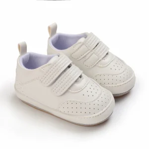 Chaussons bébé en cuir bleu pour garçon