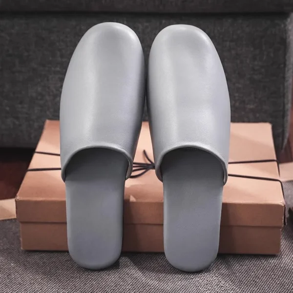 Chaussons cuir mouton retourné homme Gris