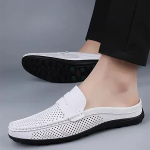 chaussons cuir bout ouvert