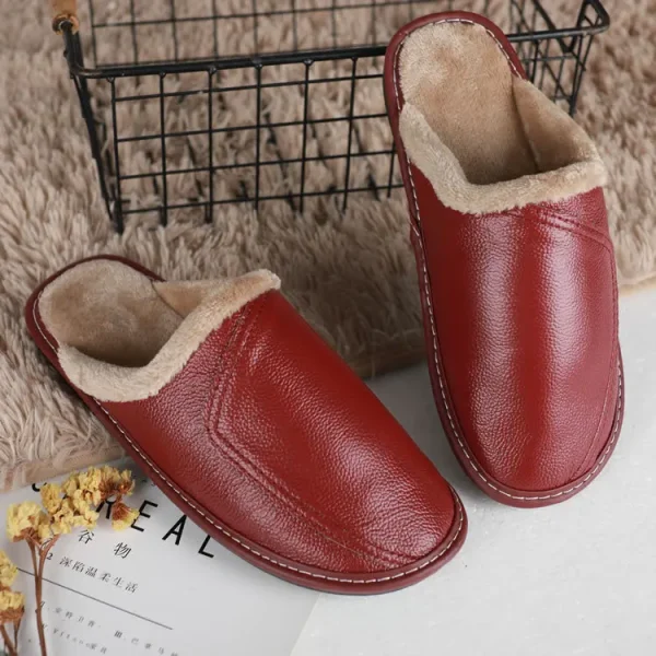 chaussons cuir semelle lisse homme intérieur bordeaux