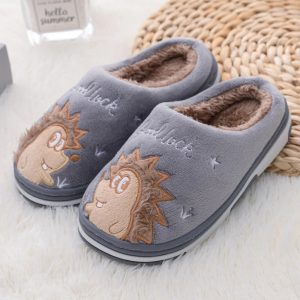 chaussons mules garçon hérisson gris