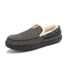 chaussons cuir gris pour homme