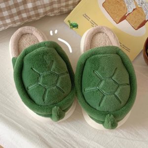 chaussons animaux carapace de tortue verte