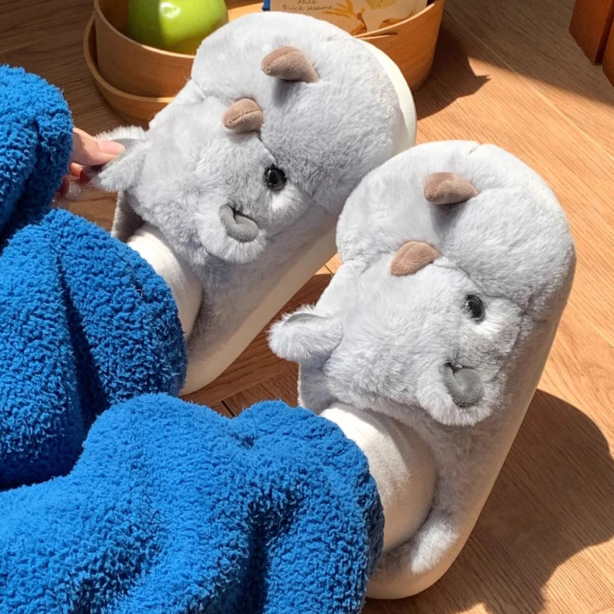 pantoufles rhinocéros amusantes