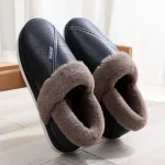 Chaussons cuir homme Bleu marine