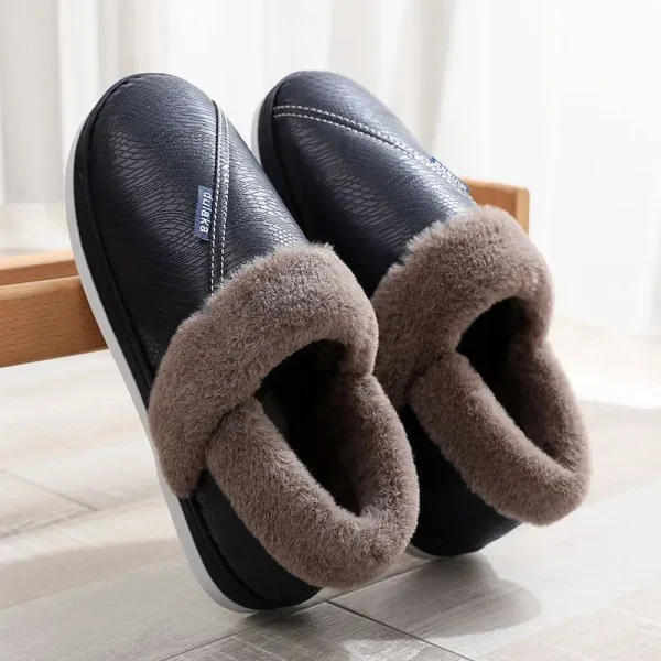 Chaussons cuir homme Bleu marine