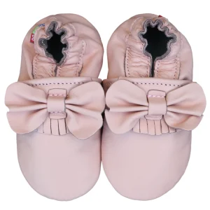 chaussons bébé cuir fille Rose fantaisie