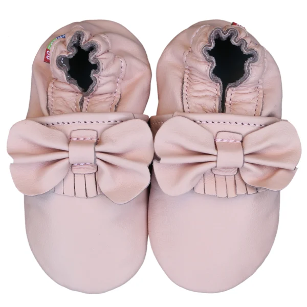 chaussons bébé cuir fille Rose fantaisie