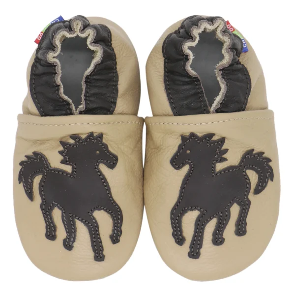 chaussons bébé cuir garçon cheval