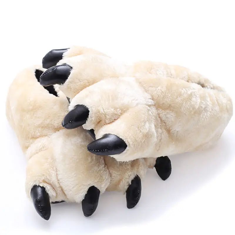 Chaussons rigolos homme patte d’ours beige