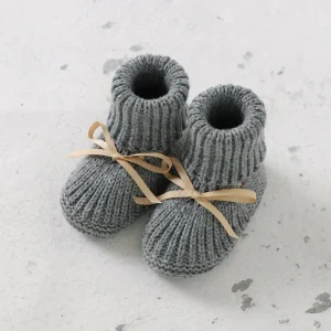 chausson bébé laine gris