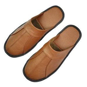 chaussons cuir homme