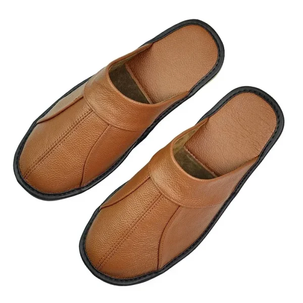 chaussons cuir homme