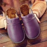 haussons cuir fourrés homme violets