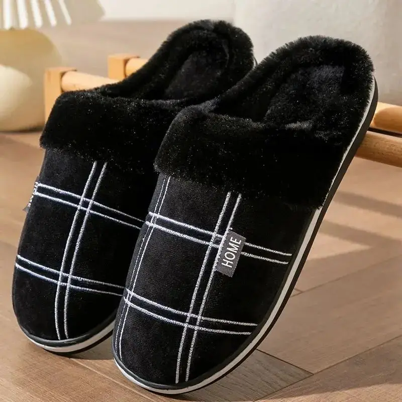 chaussons confortables homme noirs