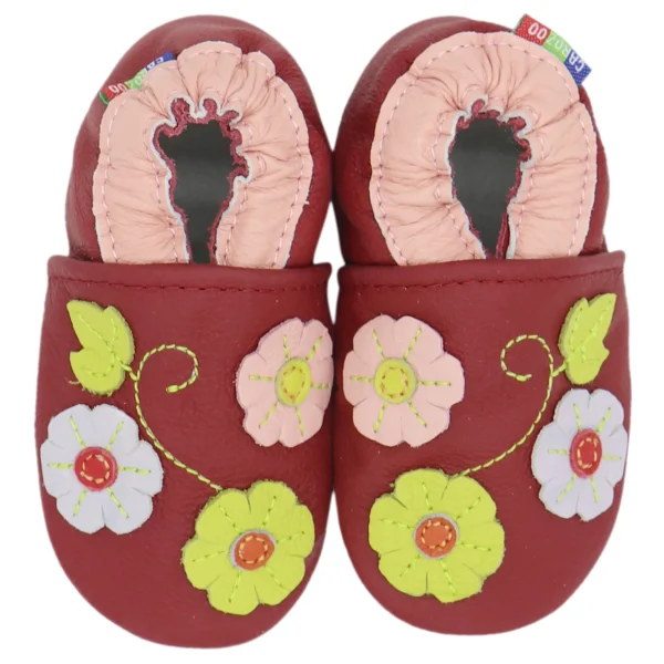 chaussons bébé cuir rose filles