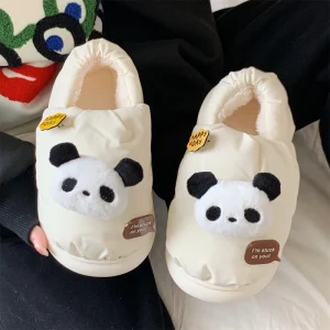 chaussons rigolos homme panda peluche blancs