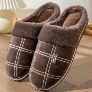 Chaussons chauds homme marron confortables