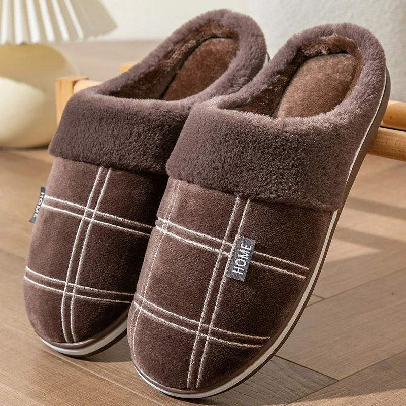 Chaussons chauds homme marron confortables