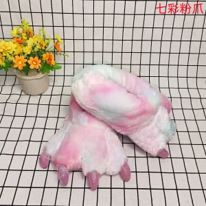 chaussons rigolos homme patte d’ours coloré