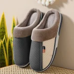 chaussons cuir homme gris