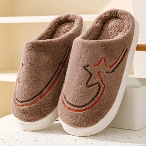 chaussons mules étoile marron