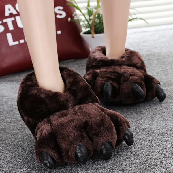 Chaussons rigolos homme patte d’ours marrons