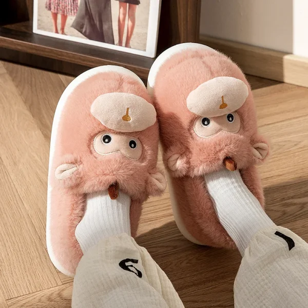 chausson singe anti-dérapant en peluche