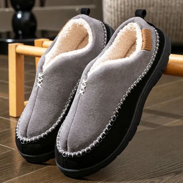 chaussons cuir brodés tradition homme