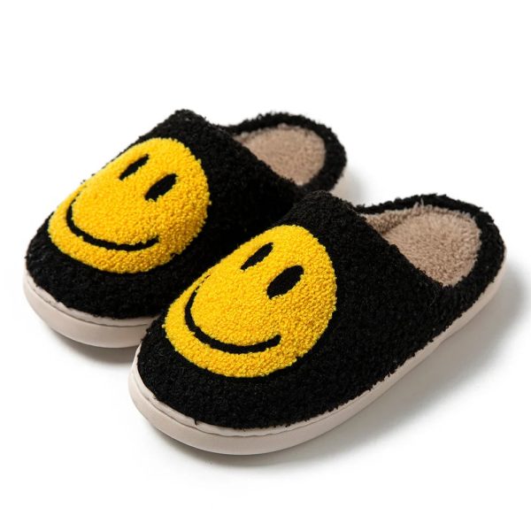 chaussons emoji smiley noir classique