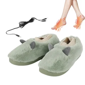 Chaussons chauffants cocooning hiver Verts