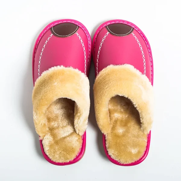 chaussons femme confortables pantoufles rose rouge