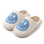 chaussons emoji smiley bleu classique