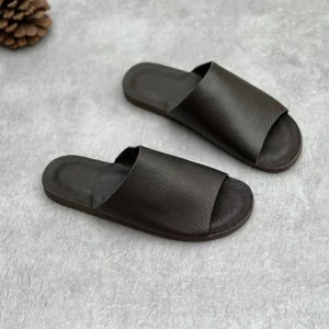 Chaussons cuir homme modernes semelle flexible noirs