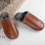 chaussons cuir homme intérieur