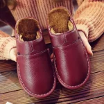 haussons cuir fourrés homme