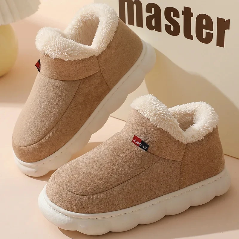 chaussons originaux homme beiges en peluche cocooning