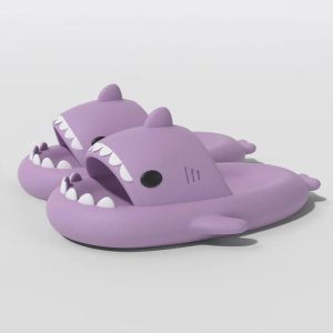Chaussons claquettes mixtes antidérapantes violet requin